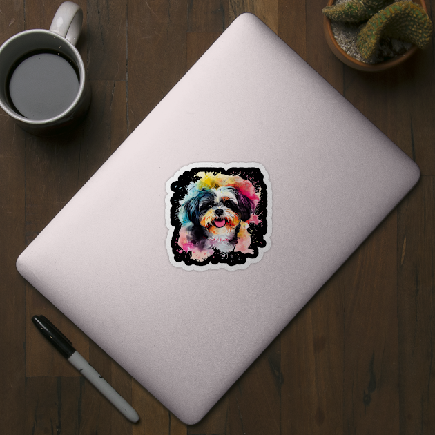 Shih Tzu Dog Water Color Pop Art Design for Dog Lover by karishmamakeia